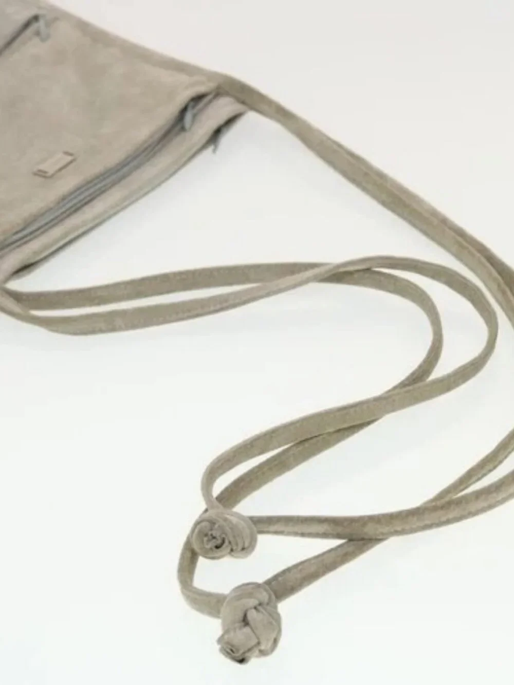 CHANEL Wall Hanging Pouch Suede Gray CC Auth bs5681